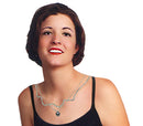 Set of 2 for a Layer Look 1 Wavy Crystal Chain + 2nd Chain w. Fashion Tahiti Pearl Pendant
