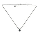 Necklace Silver Plated Chain Imitation Pearl Pendant South Seas Black or Creme Color 85500p