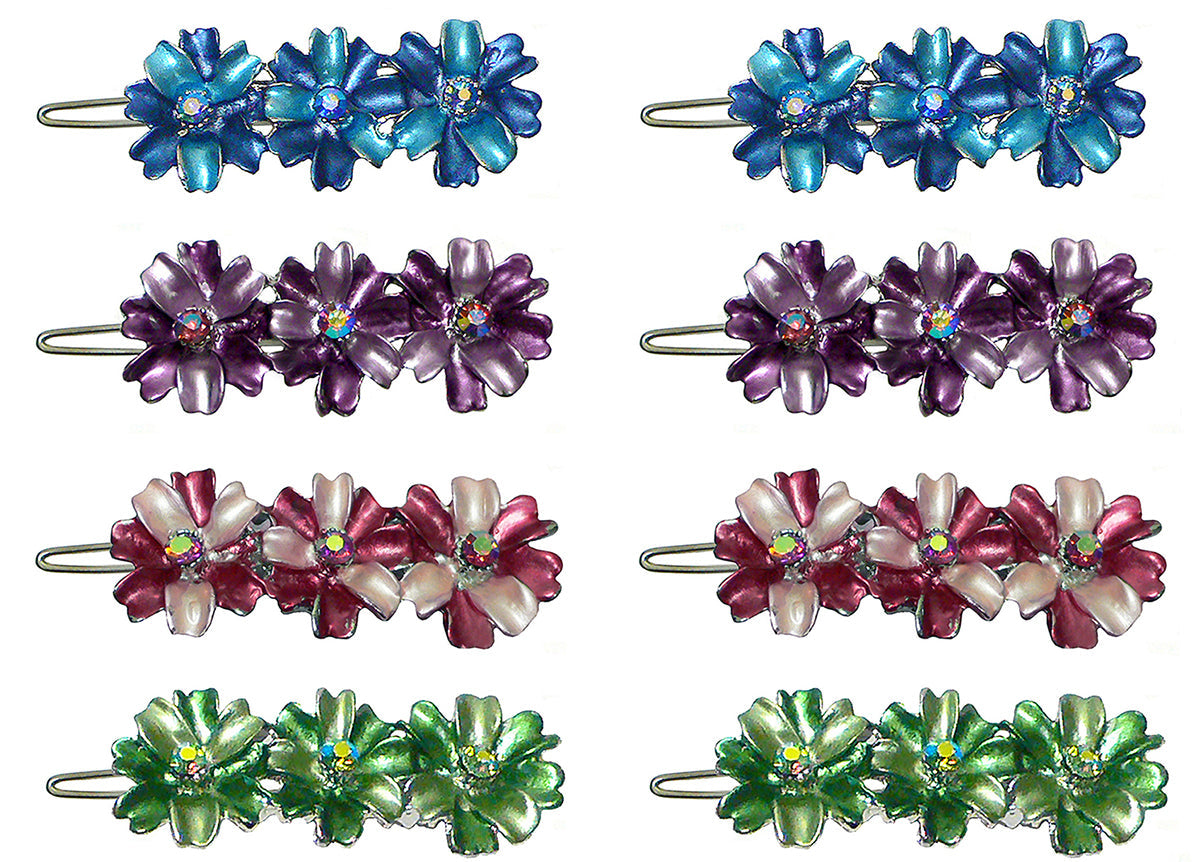 Purple flower barrette with crystal details