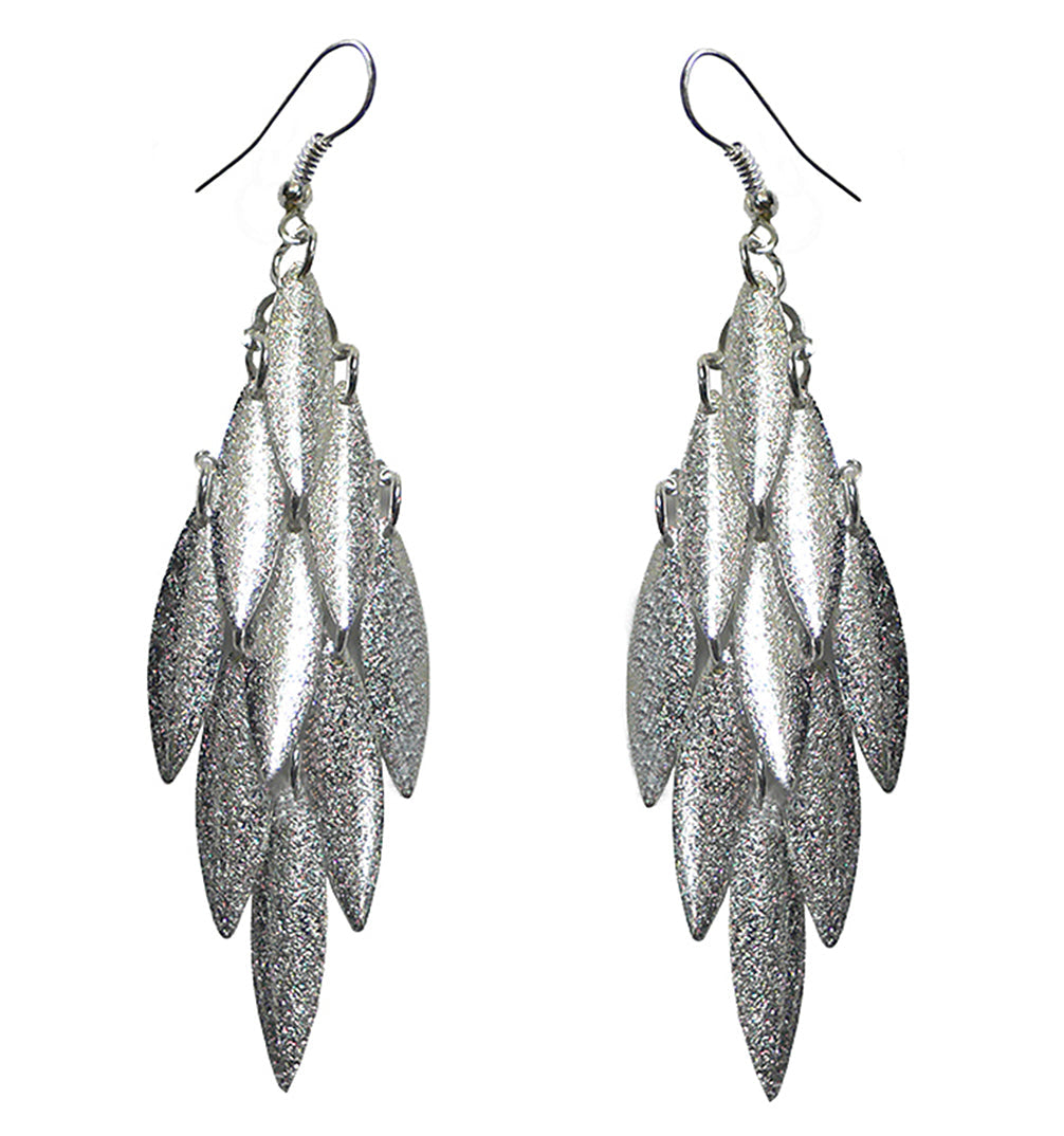 Pair of silver-tone leaf chandelier earrings
