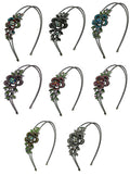 Set of 7 to Set of 9 Crystal Flower Headbands Resilient Metal Wire Hairband Headbands U86121-0119-7to9