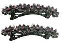 Set of 2 Crystal Barrettes Design of 4 Flower 2 Colors or Pair of Same Color