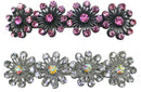 Set of 2 Crystal Barrettes Design of 4 Flower 2 Colors or Pair of Same Color