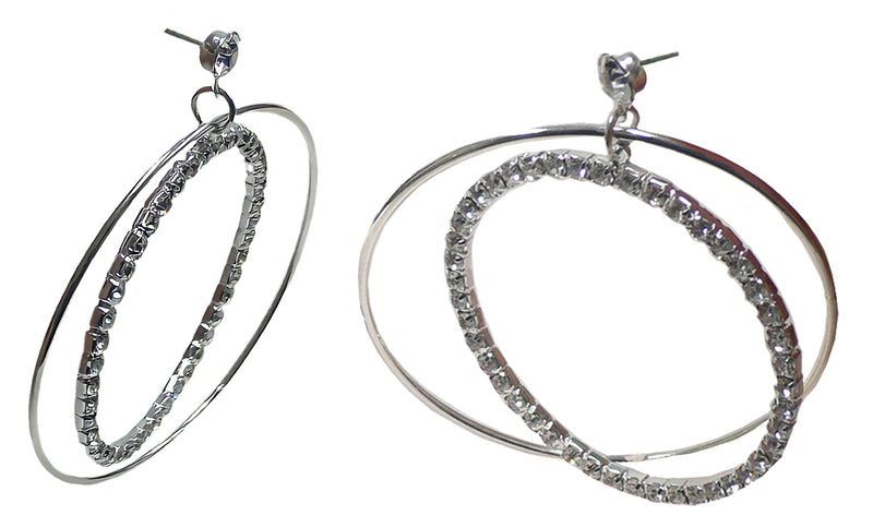 Brand jcgy Crystal Double Hoops Earrings Crystal Silvery White Movement Earrings AD89800-8131