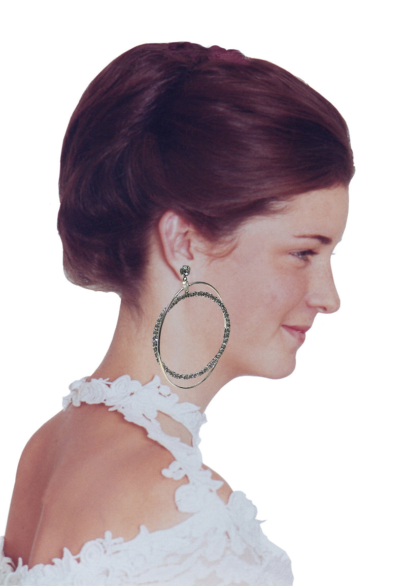 Set of 3 Pairs of Earrings 3 Unique Styles Crystal Double Hoops Mid Size Crystal Hoop 3rd pr Dangle Earrings8131