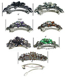 Bella Set of 7 Large Barrettes Combo 4 Styles Sparkly Crystal Barrettes 0053-7