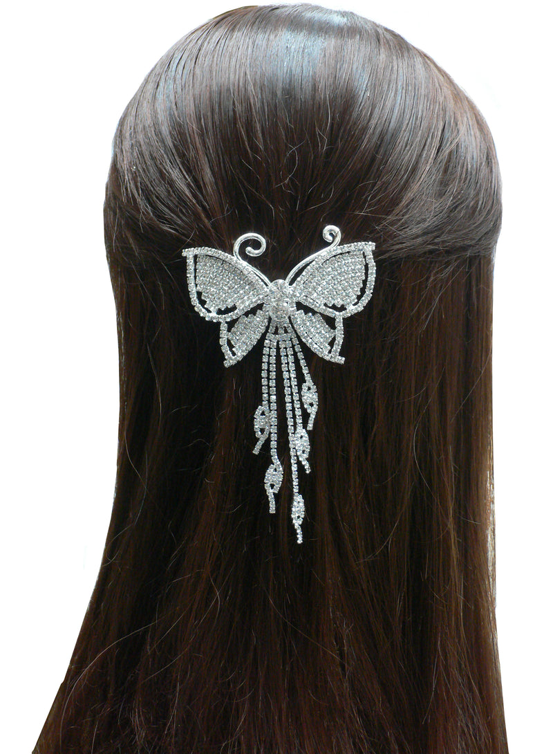 Brand jcgy Crystal White Butterfly Barrette Bridal Barrette Wedding Hairclip AD86014-9050-3