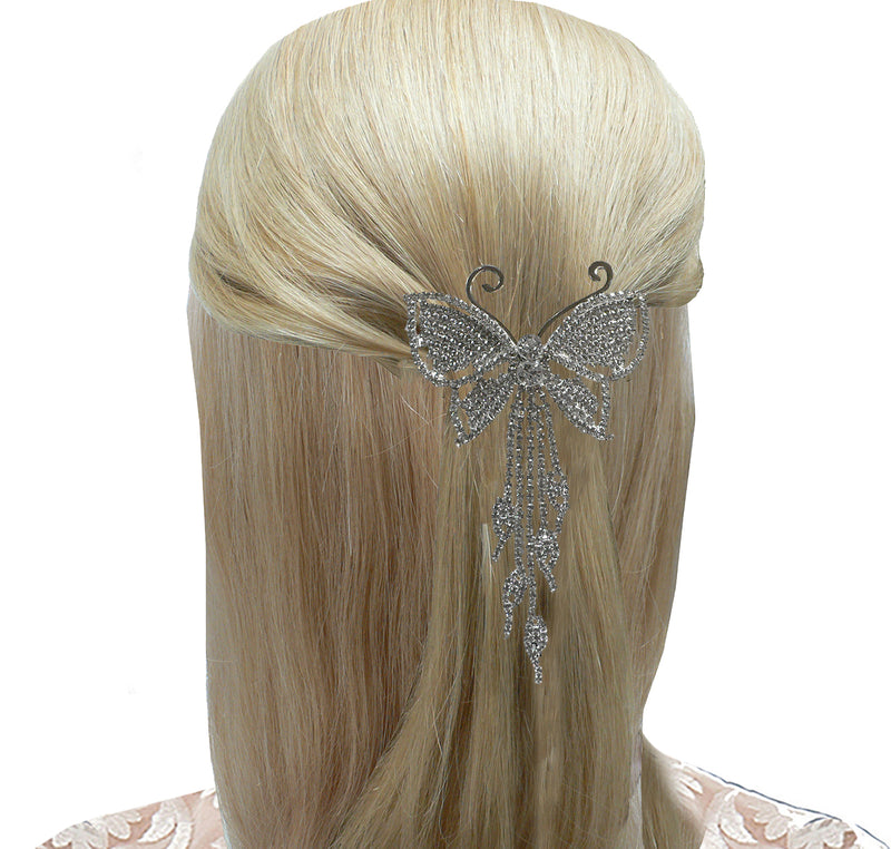 Brand jcgy Crystal White Butterfly Barrette Bridal Barrette Wedding Hairclip AD86014-9050-3