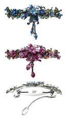 Set of 2 Large Crystal Flower Barrette with Hanging Ornament