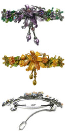 Set of 2 Large Crystal Flower Barrette with Hanging Ornament