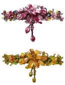 Set of 2 Large Crystal Flower Barrette with Hanging Ornament