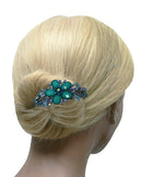 Set of 2 Bella Large Barrettes Colorful Beads Sparkly Crystal Thick Hair Hairclip U0052-2