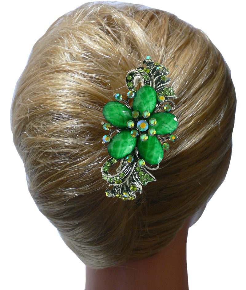 Bella Set of 7 Large Barrettes Combo 4 Styles Sparkly Crystal Barrettes 0053-7