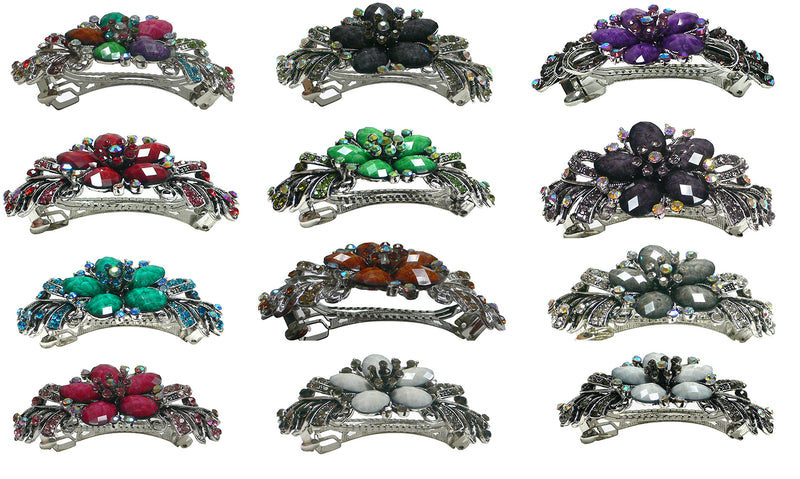 Blarge0052-D Bella Dozen-Pack Gorgeous Barrettes Colorful Beads Sparkly Crystals for Thick Hair U86012-0052-D