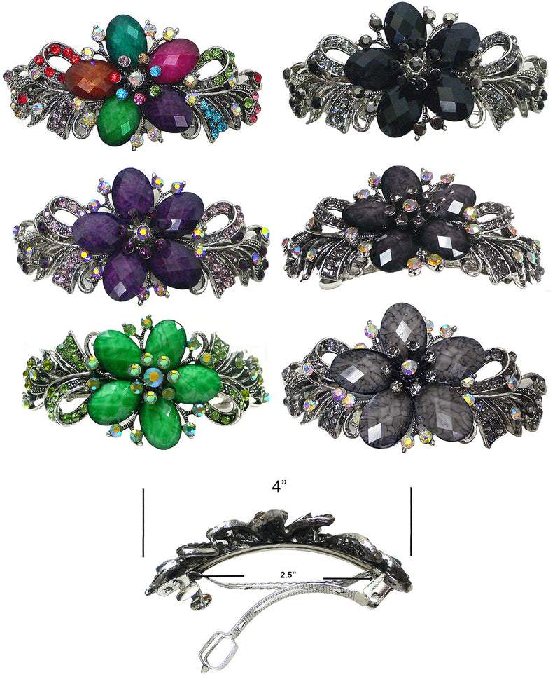 Set of 6 Bella Large Barrettes Thick Hair Hairclips U86012-0052-6