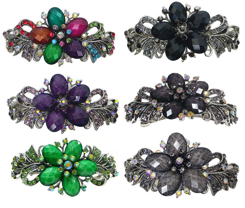 Set of 6 Bella Large Barrettes Thick Hair Hairclips U86012-0052-6