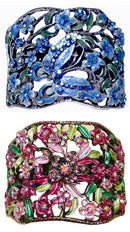 Set of 2 Bella Crystal Flower Hair Holder Barrette for High, Low Ponytail