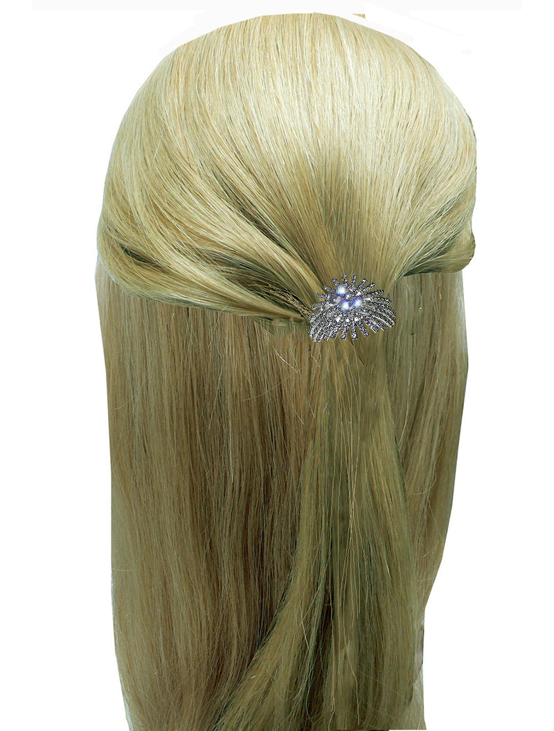 Bella Crystal White Hair Holder Bridal Hair Holder Barrette U86800-0116