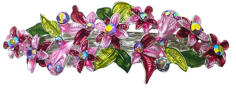 Bella Crystal Flower Barrette Metal French Clip Hair Clip