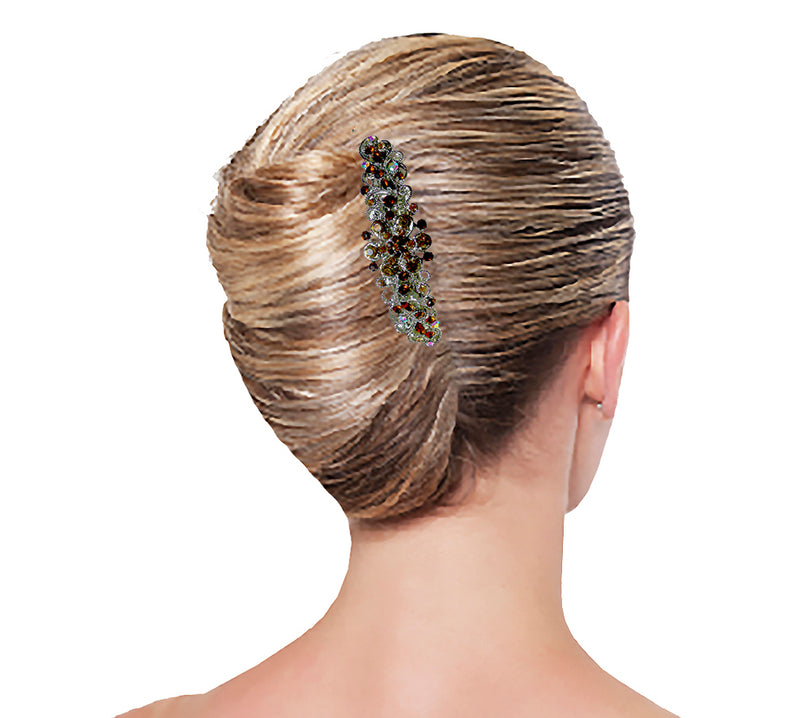 Bella Set of 7 Large Barrettes Combo 4 Styles Sparkly Crystal Barrettes 0053-7