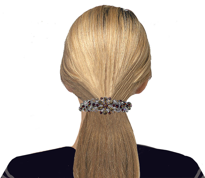 Bella Set of 7 Large Barrettes Combo 4 Styles Sparkly Crystal Barrettes 0053-7