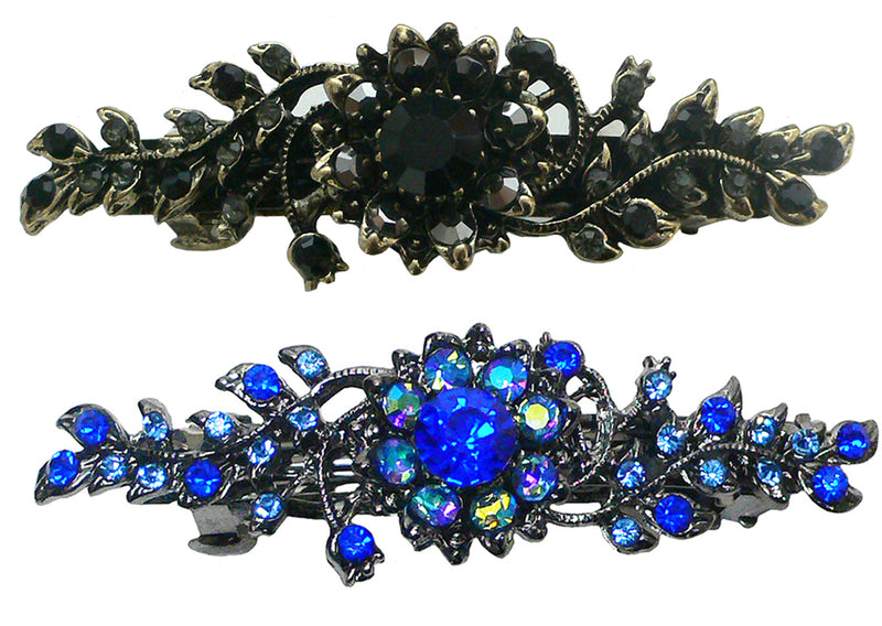 Bella Mid Size Crystal Barrette Sparkly Crystals in Set of 2, 3, 4