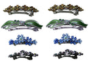 Set of 8 Crystal Barrettes Combo 4 Styles French Clip Hand Painted Barrettes 4 Pair NF500/YY1/12//GL10-NF1