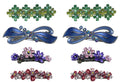 Set of 8 Crystal Barrettes Combo 4 Styles French Clip Hand Painted Barrettes 4 Pair NF500/YY1/12//GL10-NF1