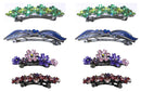 Set of 8 Crystal Barrettes Combo 4 Styles French Clip Hand Painted Barrettes 4 Pair NF500/YY1/12//GL10-NF1