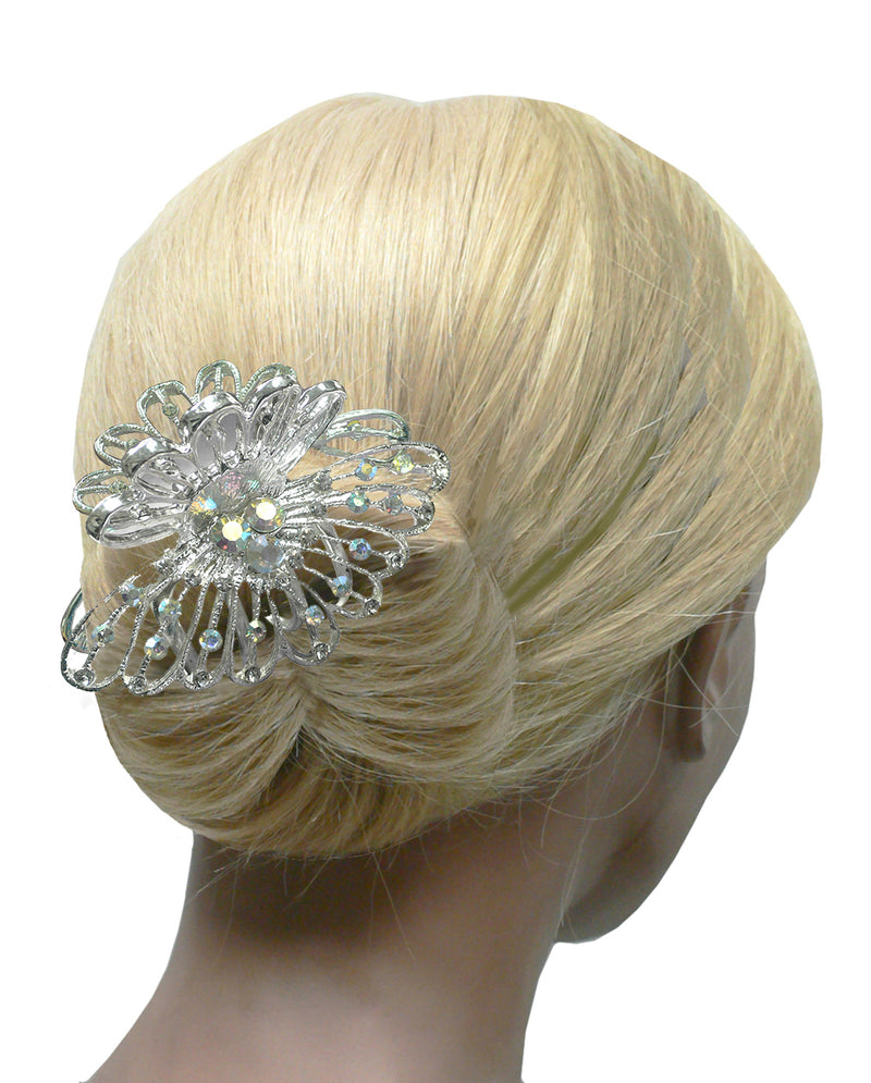 Hair Claw Silver Tone Jaw Clip for Everyday and Bridal GL86410-JL1