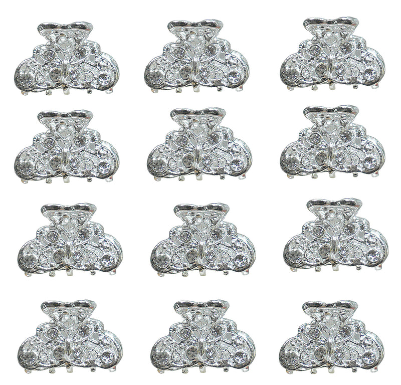Mini Butterfly Hair Claws Silvery White Bridal Hair Clips LPW864175-1-6