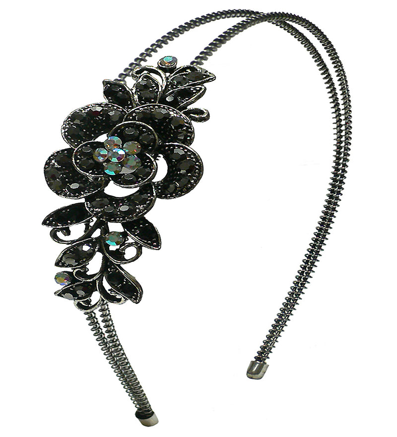 Crystal Flower Headband Resilient Metal Wire Hairband U86121-0119