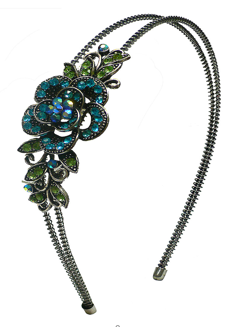 Crystal Flower Headband Resilient Metal Wire Hairband U86121-0119