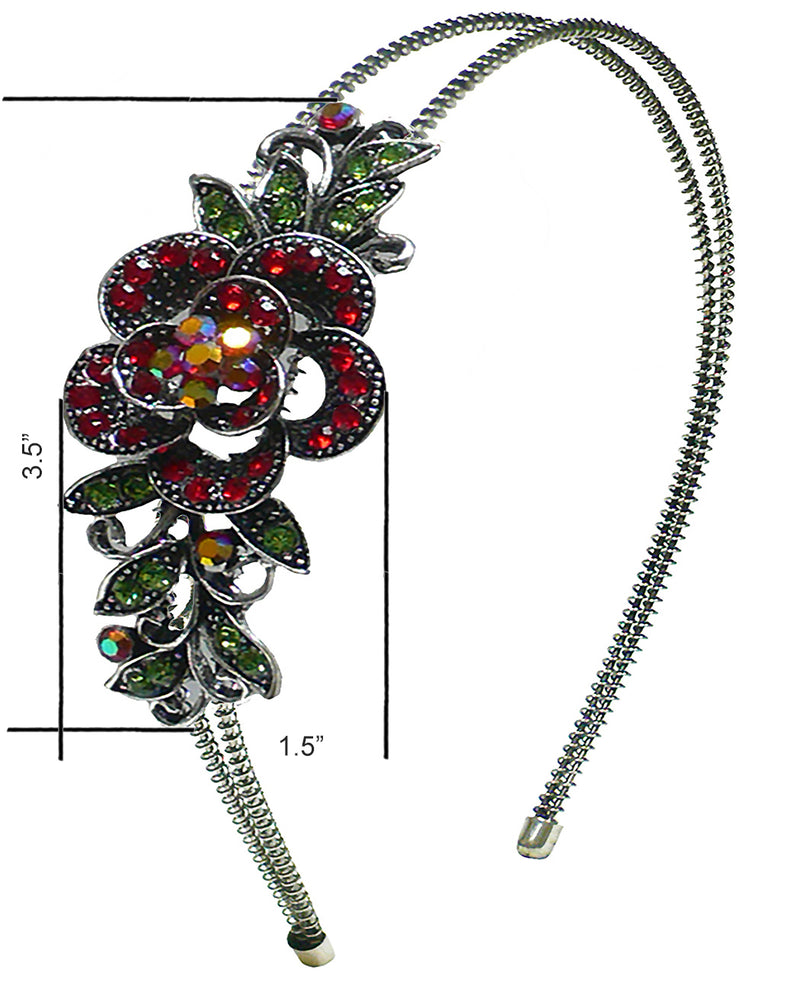 Set of 7 to Set of 9 Crystal Flower Headbands Resilient Metal Wire Hairband Headbands U86121-0119-7to9