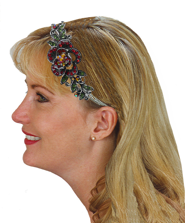 Crystal Flower Headband Resilient Metal Wire Hairband U86121-0119