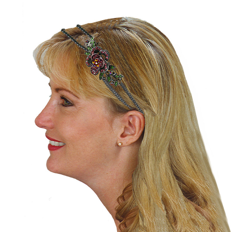 Crystal Flower Headband Resilient Metal Wire Hairband U86121-0119