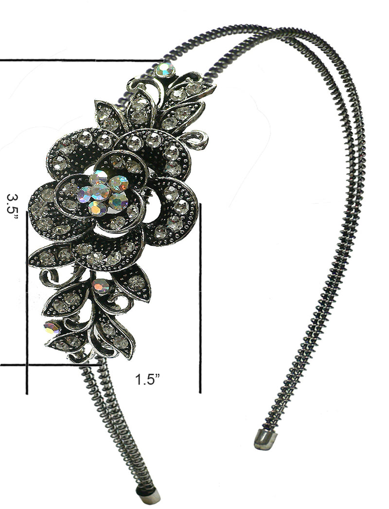 Crystal Flower Headband Resilient Metal Wire Hairband Headband U86121-0119
