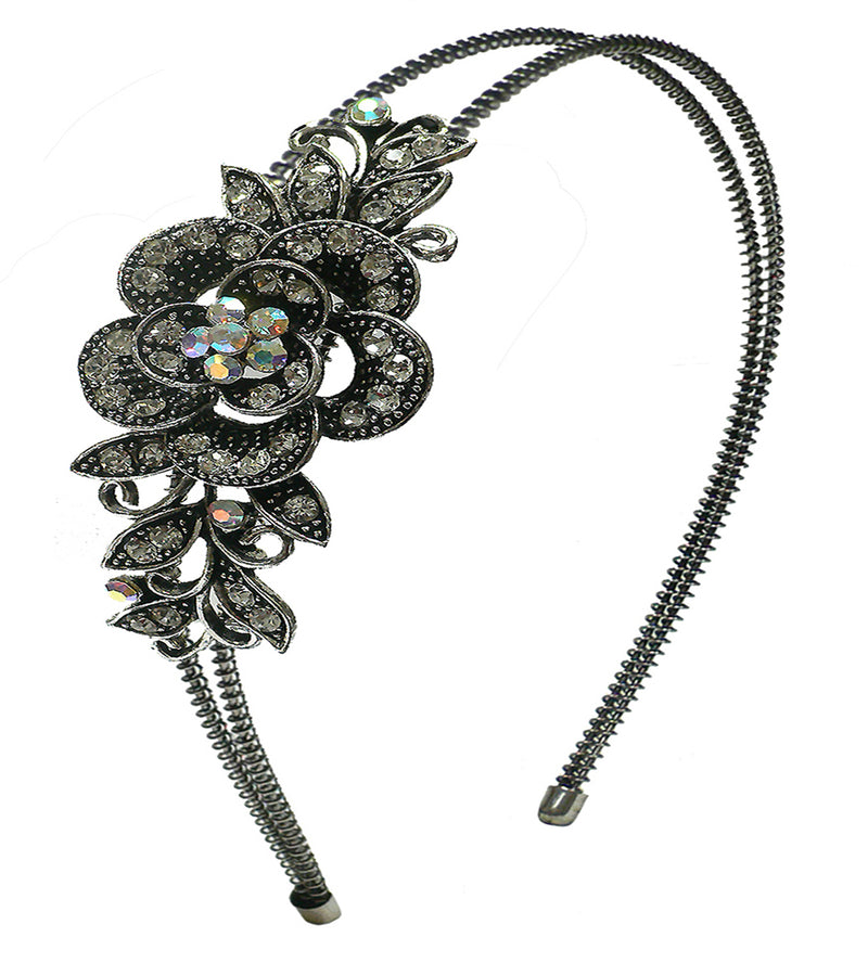 Crystal Flower Headband Resilient Metal Wire Hairband Headband U86121-0119