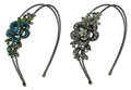 Set of 2 to Set of 4 Crystal Flower Headbands Resilient Metal Wire Hairband Headbands U86121-0119-2to4