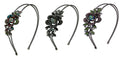 Set of 2 to Set of 4 Crystal Flower Headbands Resilient Metal Wire Hairband Headbands U86121-0119-2to4