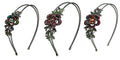 Set of 2 to Set of 4 Crystal Flower Headbands Resilient Metal Wire Hairband Headbands U86121-0119-2to4