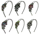 Set of 5,  Set of 6 Crystal Flower Headbands Resilient Metal Wire Hairband Headbands U86121-0119-5-6