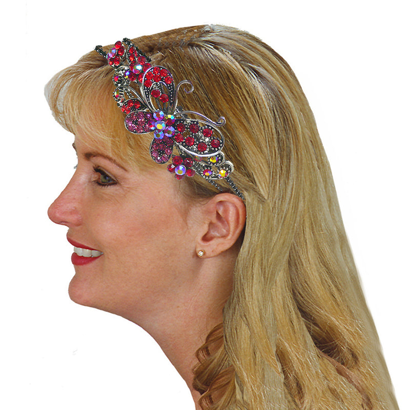 Set of 3 Set of 4 Crystal Butterfly Headband Double Metal Wire Hairbands U86121-0124-3-4