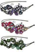 Set of 3 Set of 4 Crystal Butterfly Headband Double Metal Wire Hairbands U86121-0124-3-4