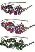 Set of 3 Set of 4 Crystal Butterfly Headband Double Metal Wire Hairbands U86121-0124-3-4