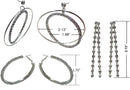 Set of 3 Pairs of Earrings 3 Unique Styles Crystal Double Hoops Mid Size Crystal Hoop 3rd pr Dangle Earrings8131