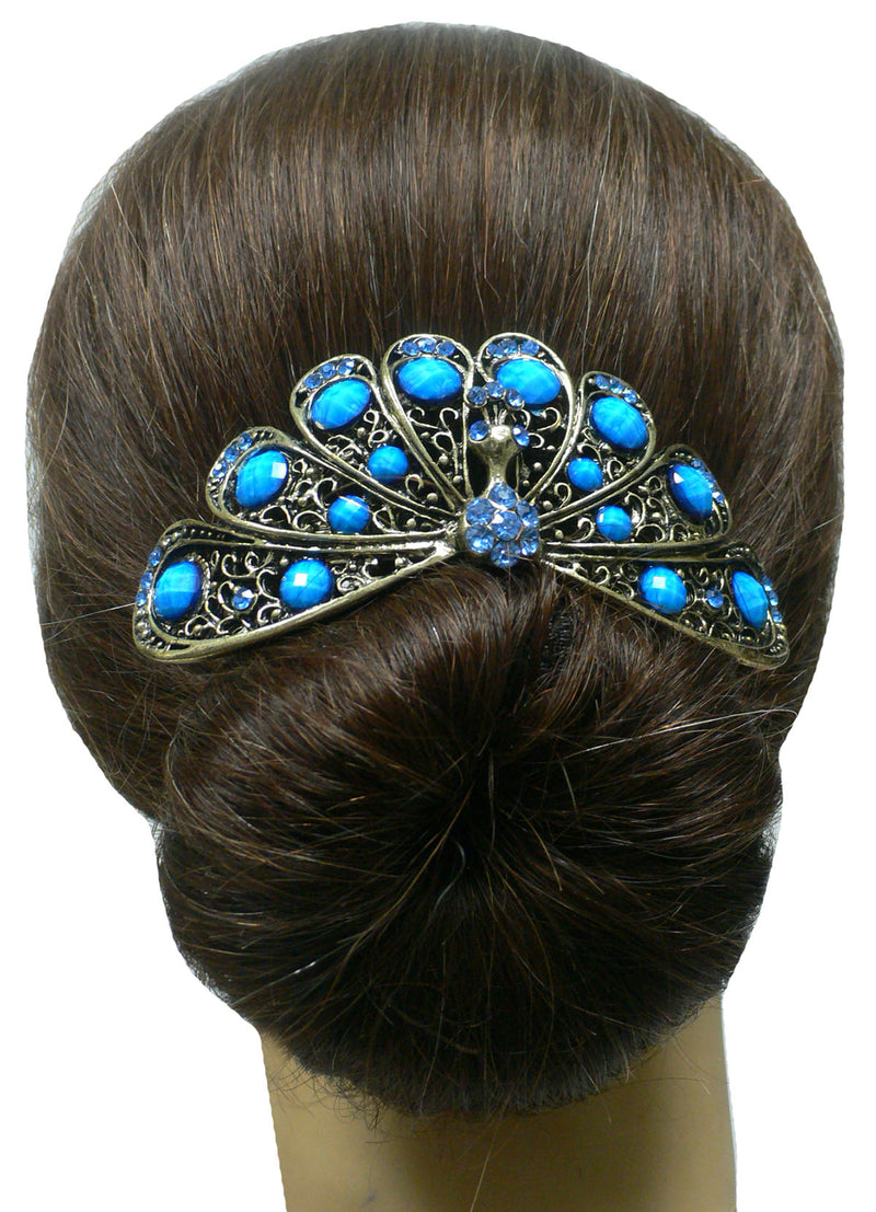 Bella Large Barrette Hair Clip Design of a Peacock for Thick Hair OD86800-5899