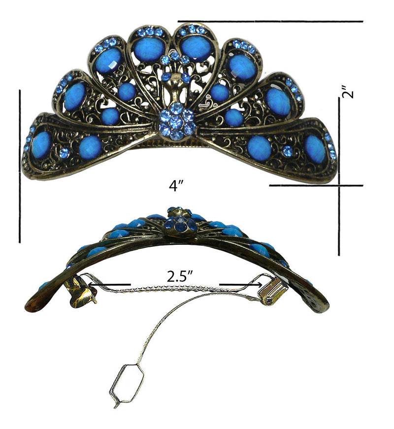 Bella Large Barrette Hair Clip Design of a Peacock for Thick Hair OD86800-5899