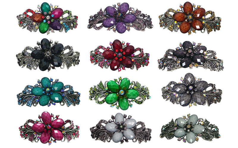 Blarge0052-D Bella Dozen-Pack Gorgeous Barrettes Colorful Beads Sparkly Crystals for Thick Hair U86012-0052-D
