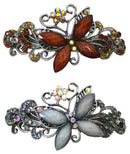 Bella Set of 2 Large Butterfly Barrettes Sparkly Crystals French Clasp U86800-0053-2